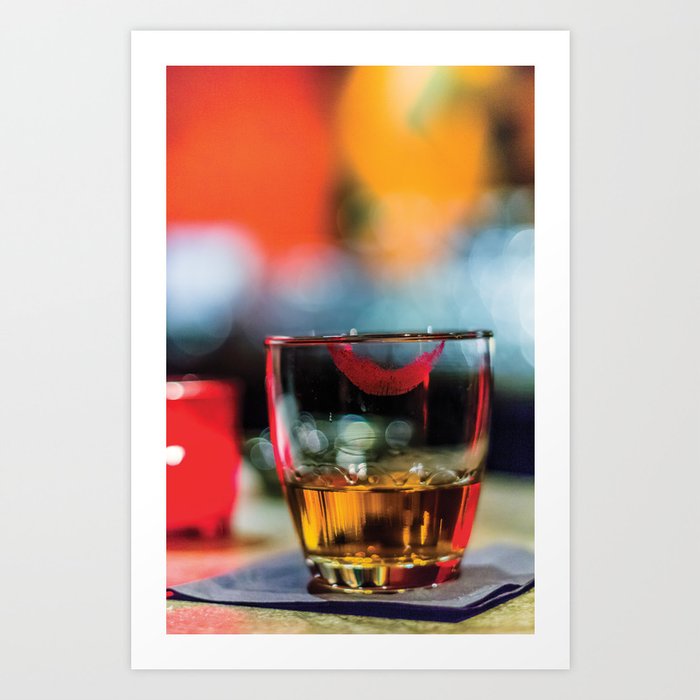 Lipstick Whiskey Neat Art Print | Photography, Digital, Food, Love