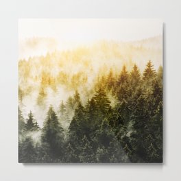 Don't Wake Me Up // Sunrise Fog Forest Home Metal Print