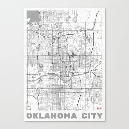 Oklahoma City Map Line Canvas Print