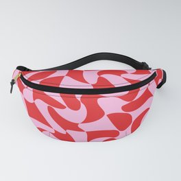 Wavy Warped Red & Pink Checkerboard Fanny Pack