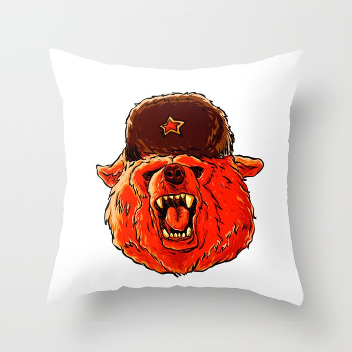 Illustration Of A Soviet Bear Throw Pillow By Marios Society6
