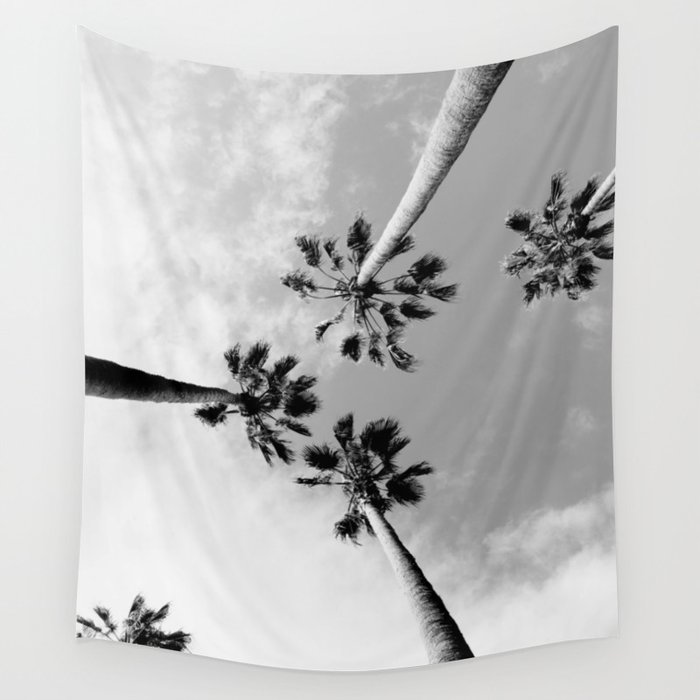 Black and White Palm Trees Wall Tapestry