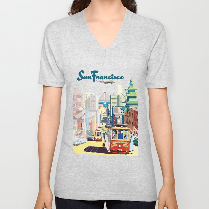 Sanfrancisco vintage mode V Neck T Shirt