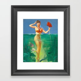 Swimming Pin-up Girl Framed Art Print