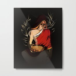 Prophecy and Tears Metal Print | Red, Oc, Drawing, Gold, Originalcharacter, Digital, Illustration 