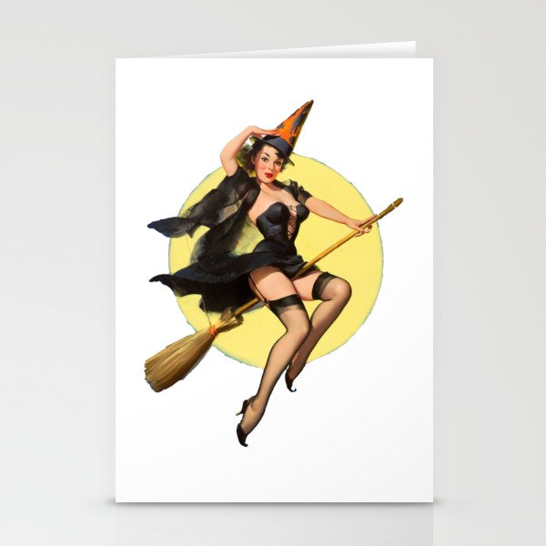 Witch Pinup Girl Halloween Vintage Pin up Stationery Cards