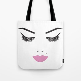 Beauty Face with Pink Lips Tote Bag