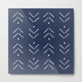 Arrow Lines Pattern in Navy Blue Metal Print