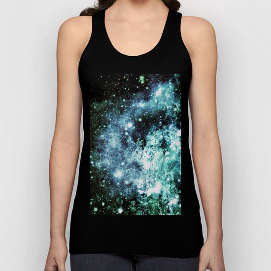 Chaotic Space : Galaxy Aqua Green Gray Unisex Tank Top