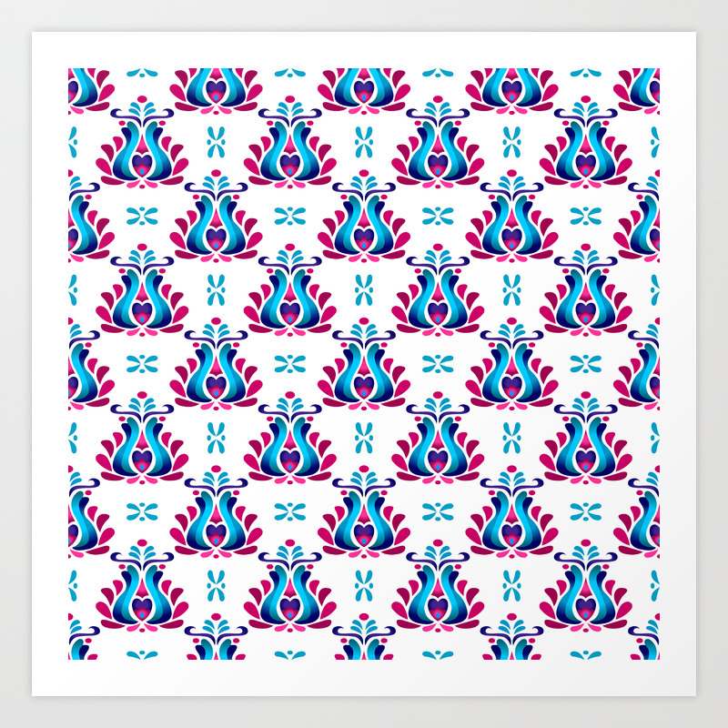Folk Tulip Wallpaper No 01 Art Print By Gypsyonic Society6