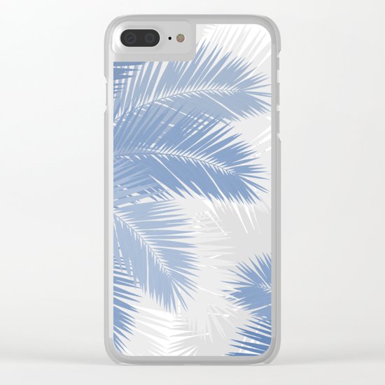 BLUE TROPICAL PALM TREES Clear iPhone Case