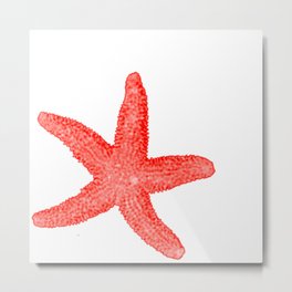 Coral Starfish 1 Metal Print | Coast, Starfishdecor, Sealife, Starfishhousewares, Painting, Starfish, Digitalart, Beachcottageart, Seashore, Redandwhite 