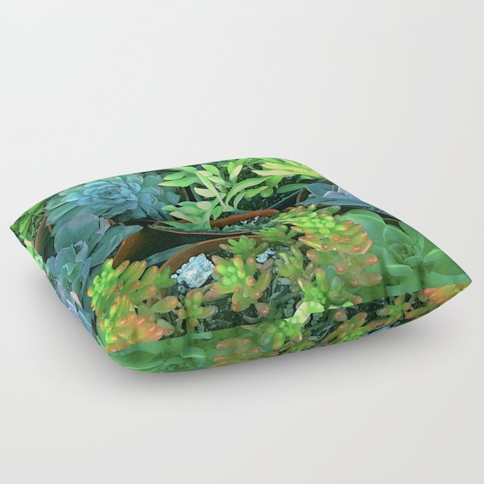 Precious Petite Pots Of Colorful Succulents Floor Pillow