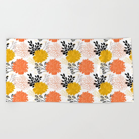 Flowers Pattern Beach Towel