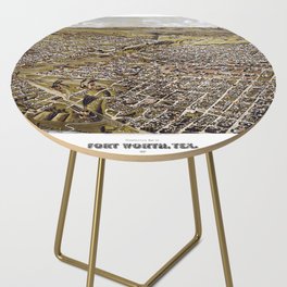 Perspective map of Fort Worth, Texas-1891 vintage pictorial map Side Table