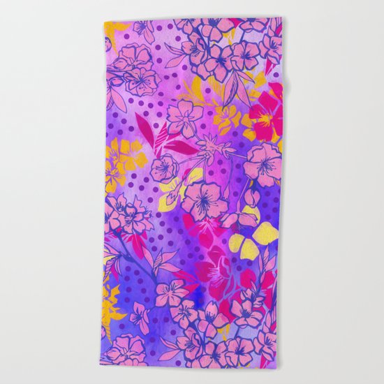 Colorful cherry blossoms Beach Towel