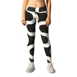 Black and White Wavy Pattern  Leggings