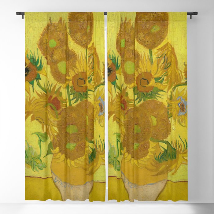 Sunflowers on Yellow Background Vincent Van Gogh Blackout Curtain