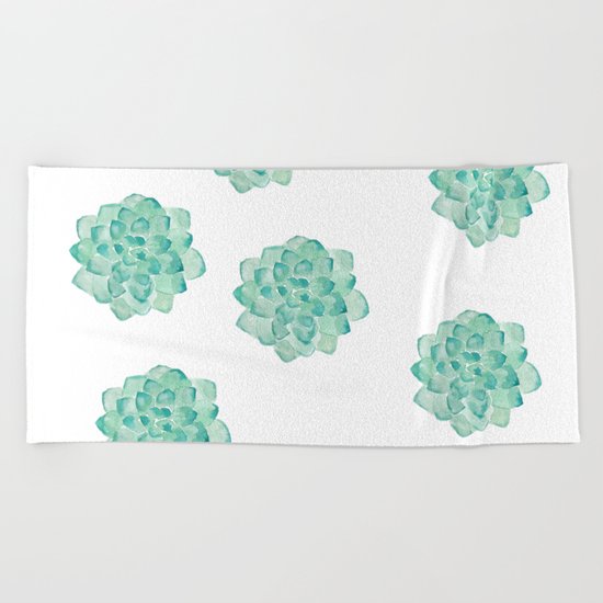 Succulent print Beach Towel