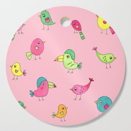 Birds of spring - pink Cutting Board