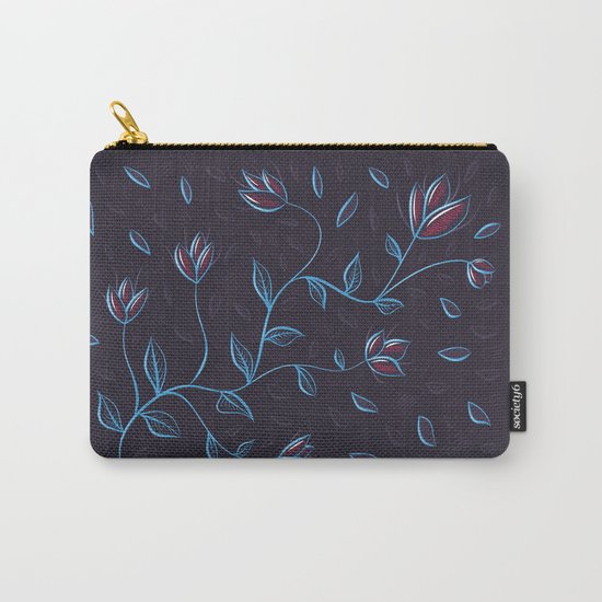 Abstract Glowing Blue Flowers Carry-All Pouch