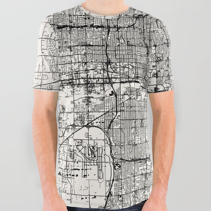 Oklahoma City. Vintage City Map All Over Graphic Tee