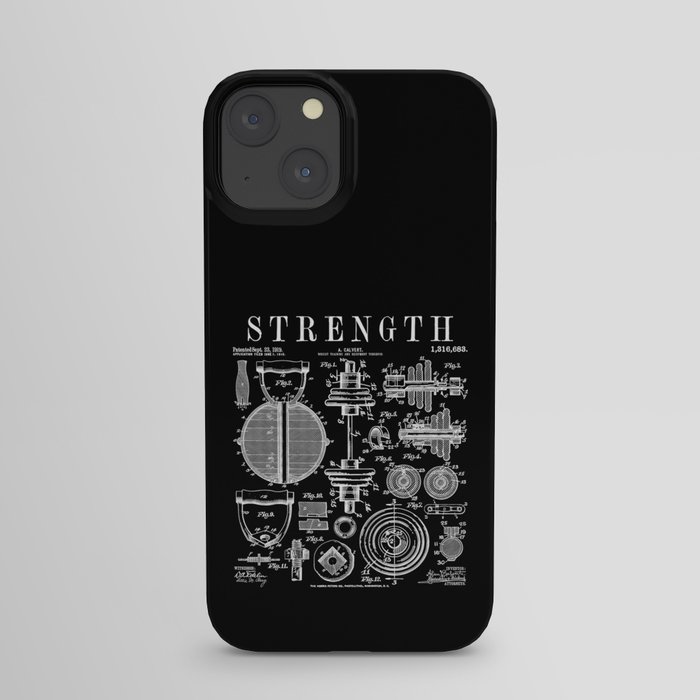 Gym Fitness Workout Dumbbell Kettlebell Vintage Patent Print iPhone Case