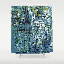 Blue Green Abstract Geometric Low Poly Modern Art Shower Curtain