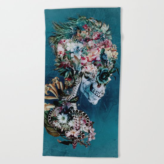 Floral Skull RP Beach Towel