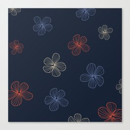 Blue striped batik flower pattern Canvas Print