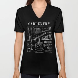Carpentry Carpenter Tools Handyman Vintage Patent Print V Neck T Shirt