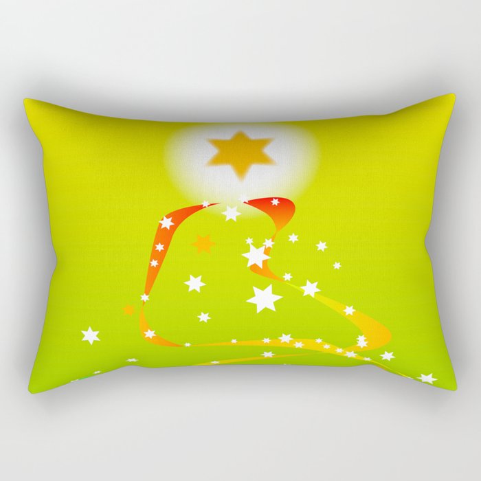Ribbon and Star Christmas Tree Rectangular Pillow