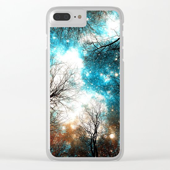 Black Trees Turquoise Brown Space Clear iPhone Case