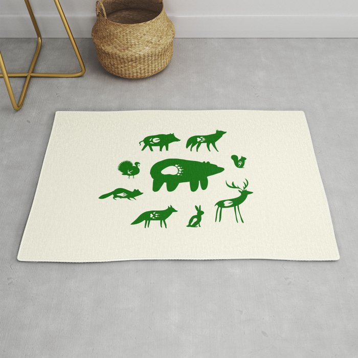 Nature Trail in Forest Green and Cream Rug