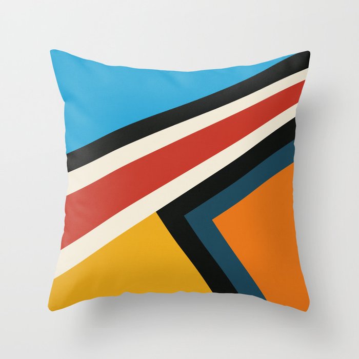 Timeless Retro Design - Stripes Triangles Throw Pillow