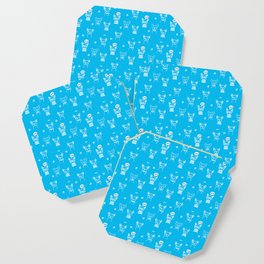 Turquoise and White Hand Drawn Dog Puppy Pattern Coaster