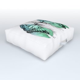 Butterfly Lungs Blue Green Outdoor Floor Cushion