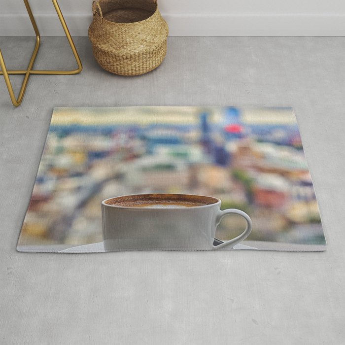 Great Britain Photography - Coffee By The Outstanding City View Rug