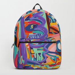The Purple Kid with his Mother and the Bird Graffiti Art Expressionism Backpack