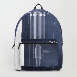 SpaceX Falcon Heavy Spacecraft NASA Rocket Blueprint in High Resolution (dark blue) Backpack