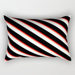 [ Thumbnail: Red, Light Salmon, Mint Cream, and Black Colored Pattern of Stripes Rectangular Pillow ]