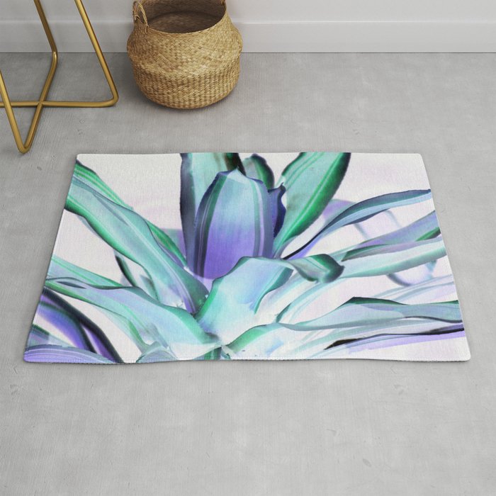 Elegant Plant Leaves Lavender Seafoam Mint  Rug