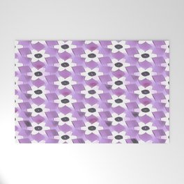 Modern Abstract White Daisies on Digital Lavender Welcome Mat