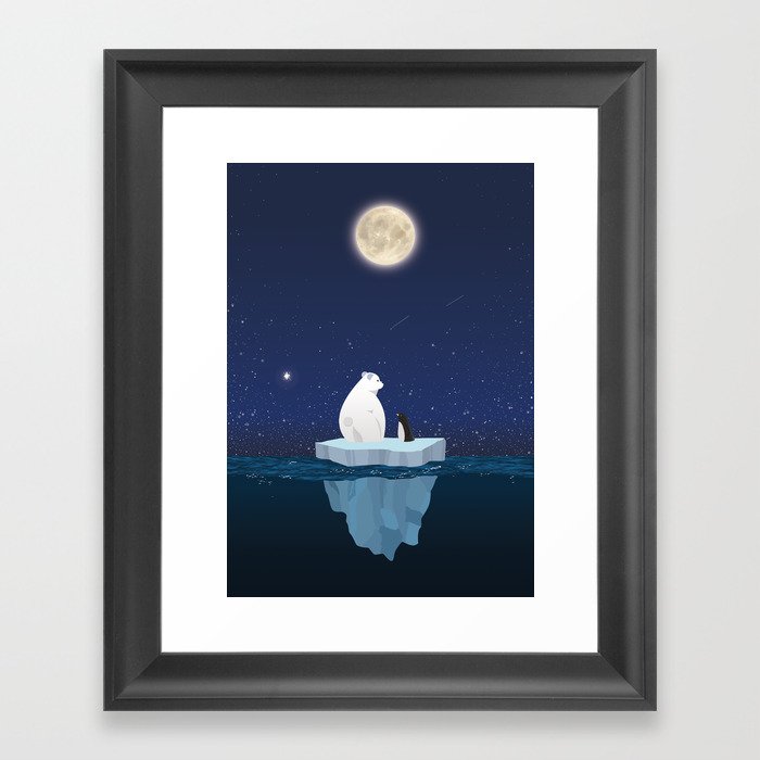 The Polar Bear and The Penguin Framed Art Print