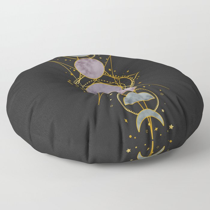 Gold Moonphases Floor Pillow