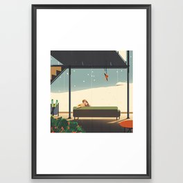 Couple Winter GREEN. Framed Art Print