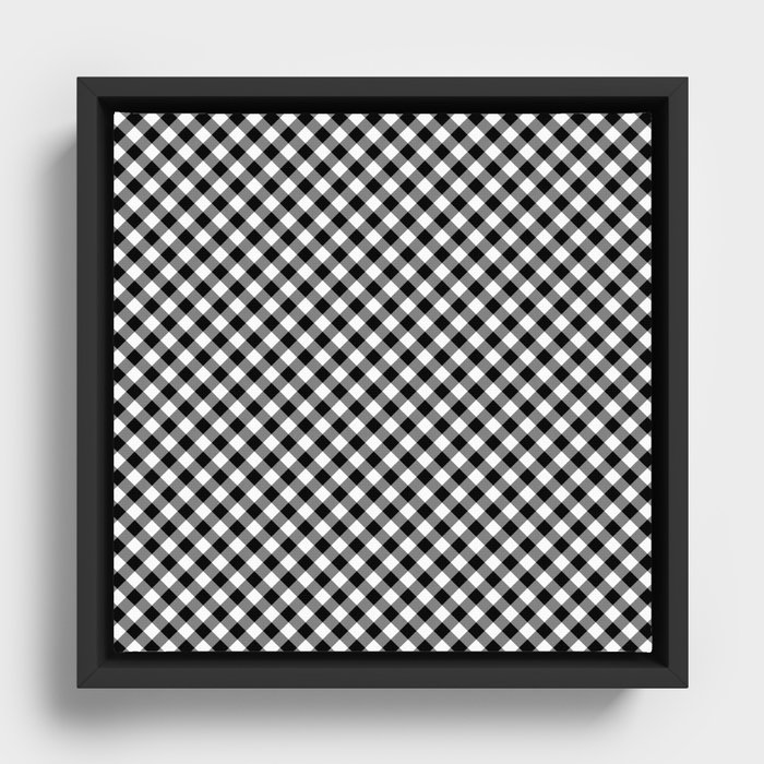 Classic Gingham Black and White - 08 Framed Canvas