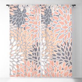 Flowers Abstract Print, Coral, Peach, Gray Blackout Curtain