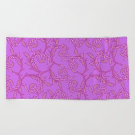 Purple Flower Pattern Beach Towel