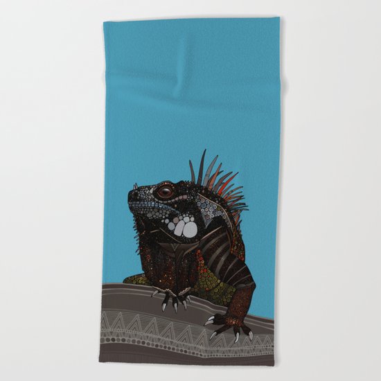 iguana blue Beach Towel